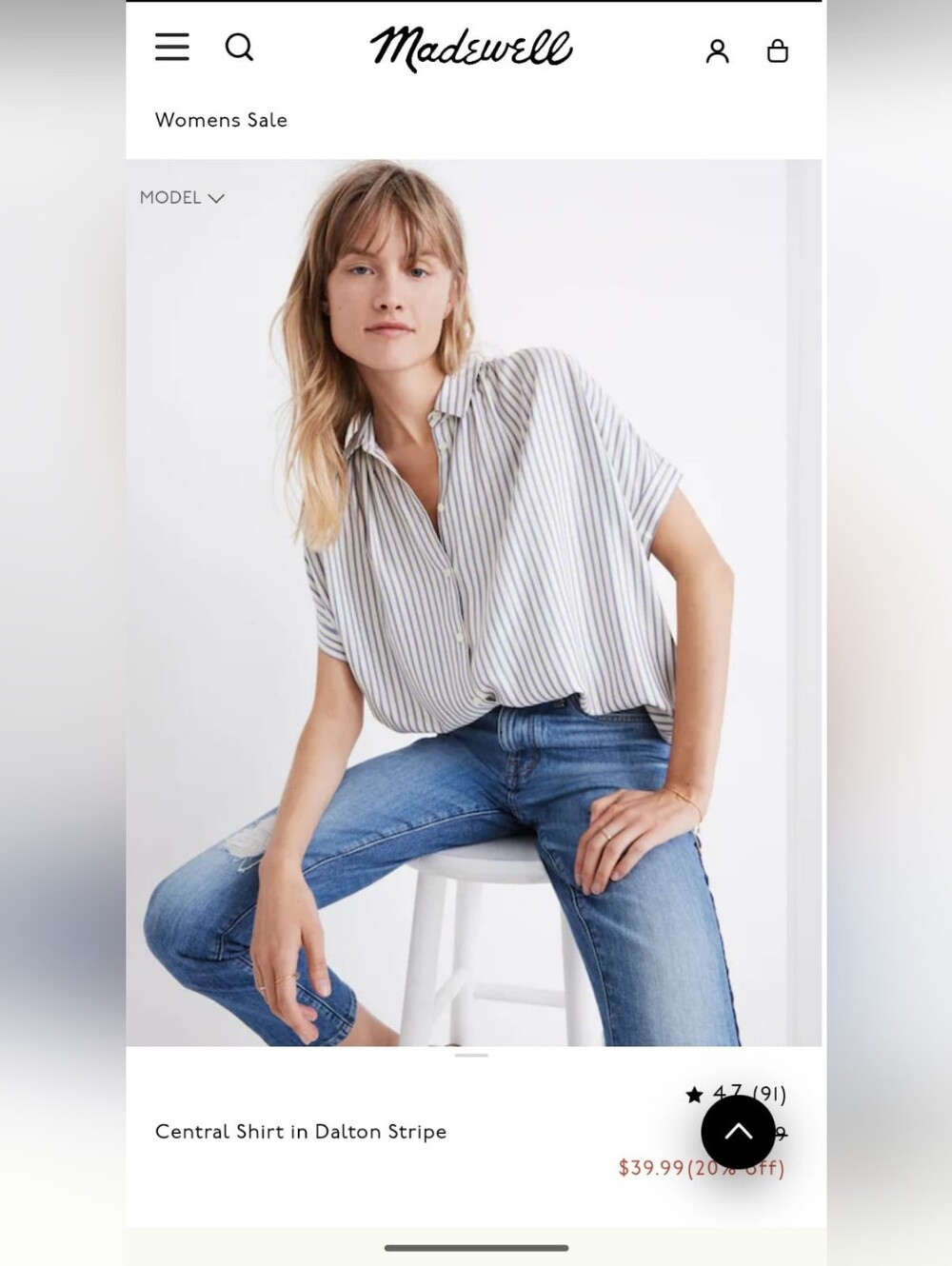 Madewell Central Shirt in Dalton Stripe, XXS
